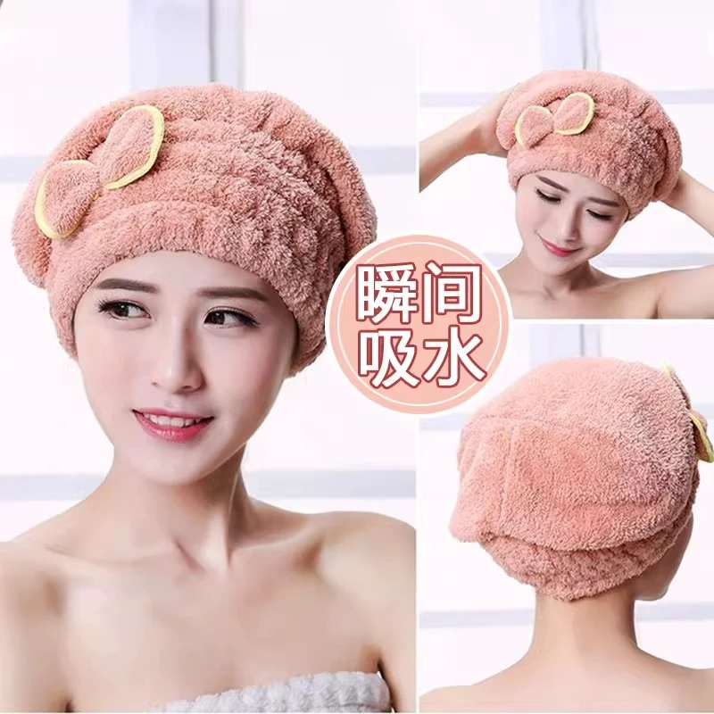 干发帽速干女套头蝴蝶结吸水洗澡浴帽成人加厚加大干发巾不易掉毛
