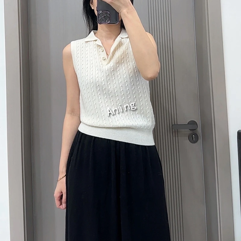 孤品随缘 捡漏【康赛妮100%纯山羊绒】麻花无袖背心白色适合120斤内