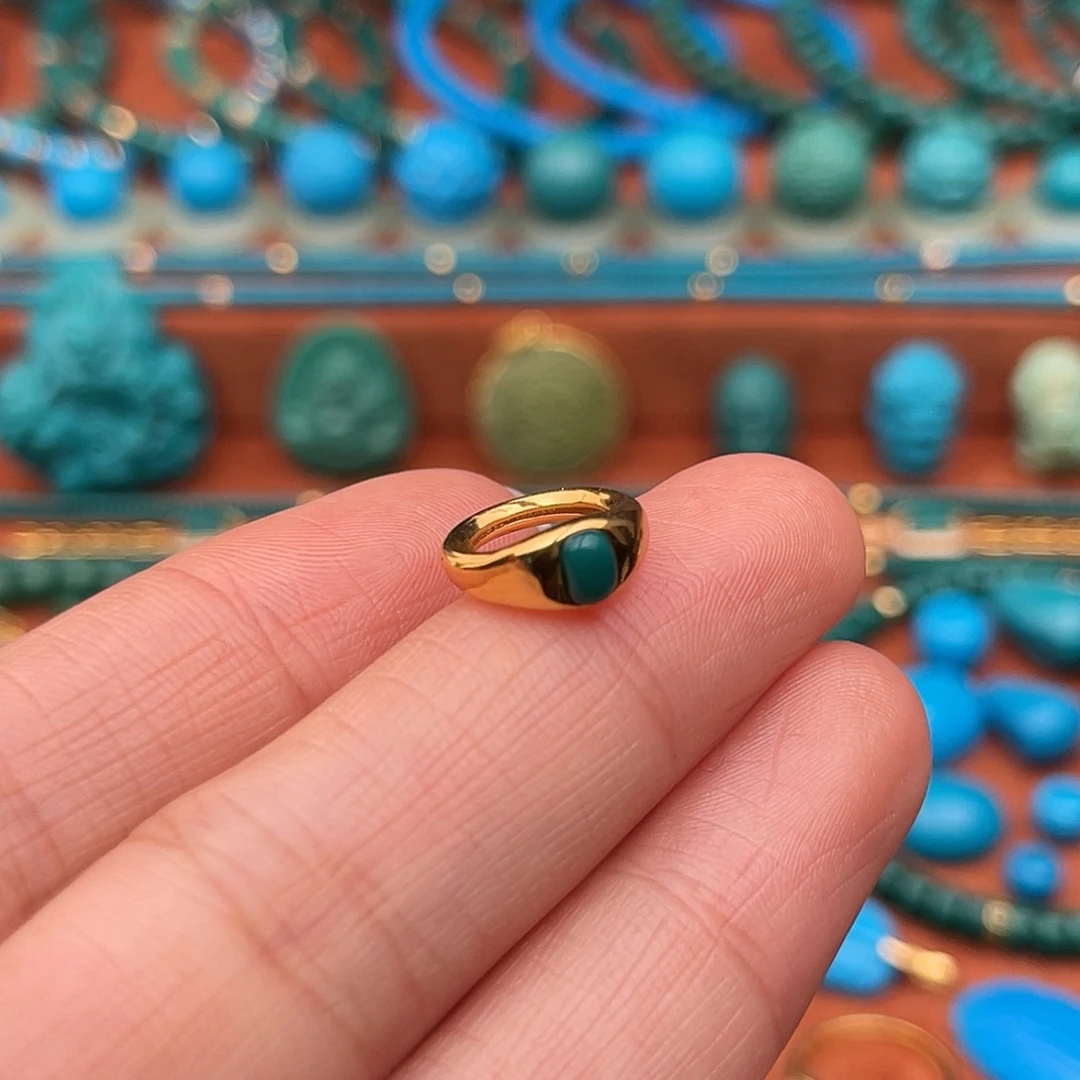 绿松石18K金镶嵌珠宝奇石