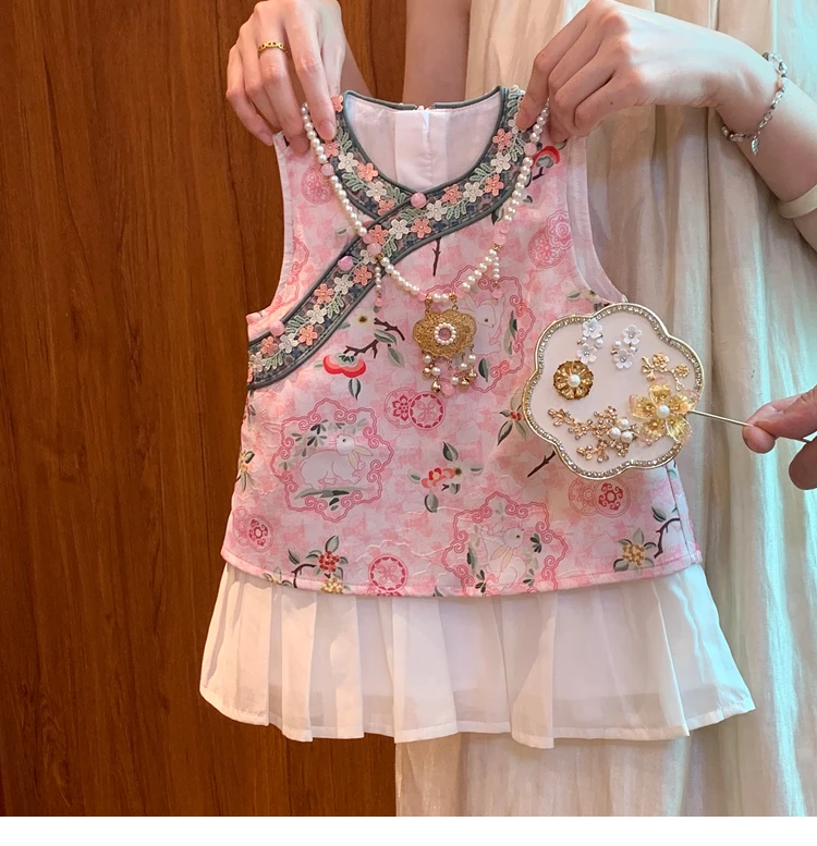 女童夏季国风连衣裙2025新款夏汉服周岁礼服小童女宝宝旗袍裙子潮