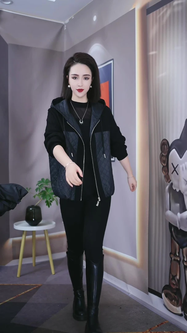 【上新定制】H.G618#女士新款减龄百搭黑色外套