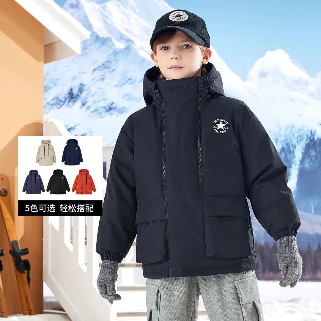 Converse匡威儿童男童装冬季保暖舒适短款羽绒服H130