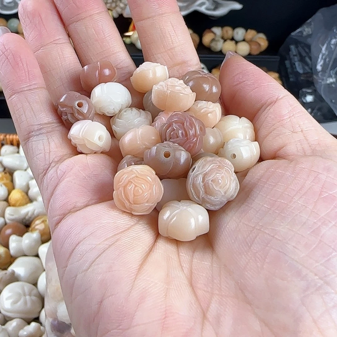 菩提根/象牙果吊坠卡12粉色山茶花22颗