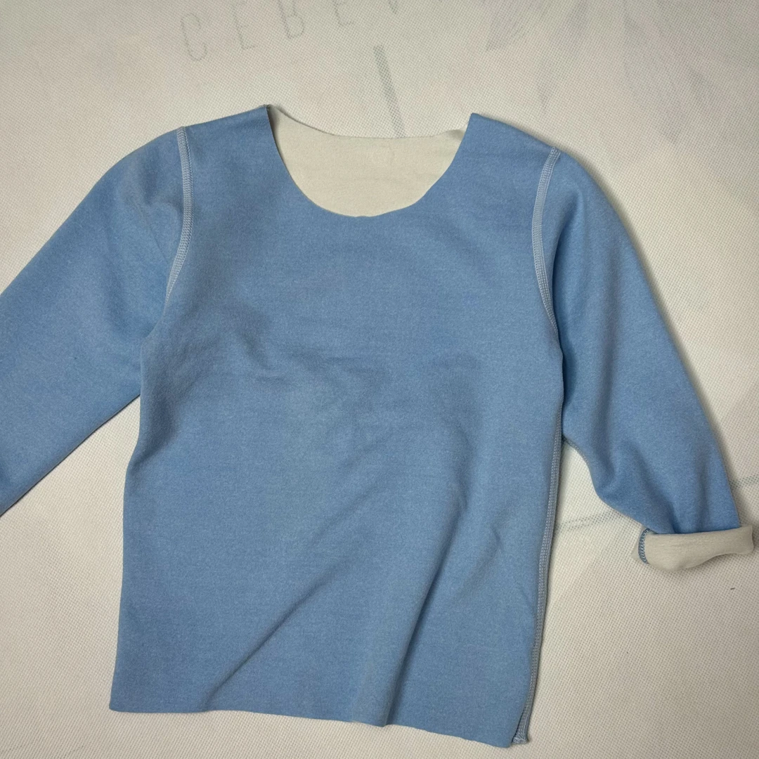 保暖简约休闲清新冬季秋衣裤圆领双面女童上衣