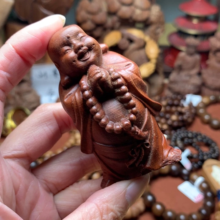 把件檀香木老山檀弥勒瑕疵