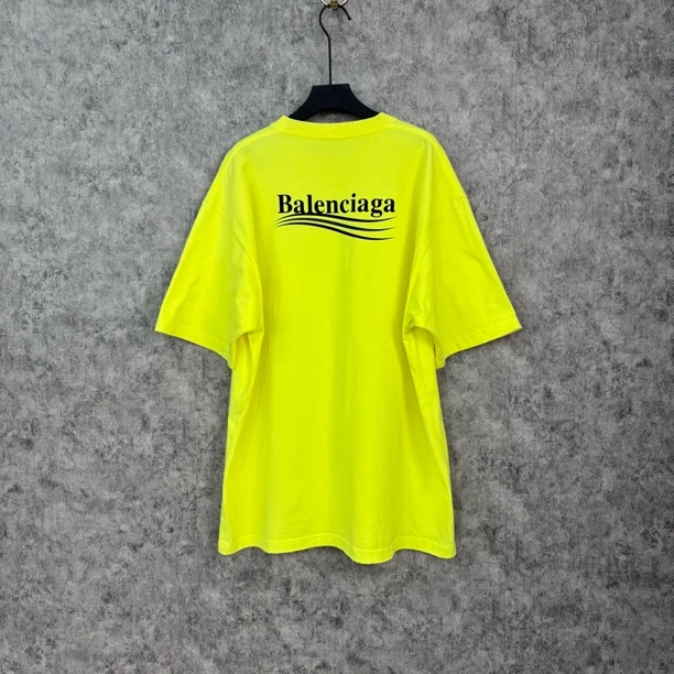95新 Balenciaga/巴黎世家 荧光黄可乐短袖T恤