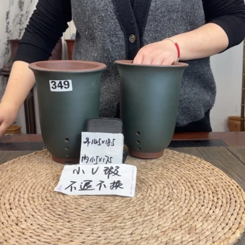紫砂花盆微微瑕精品金钟到手两只349