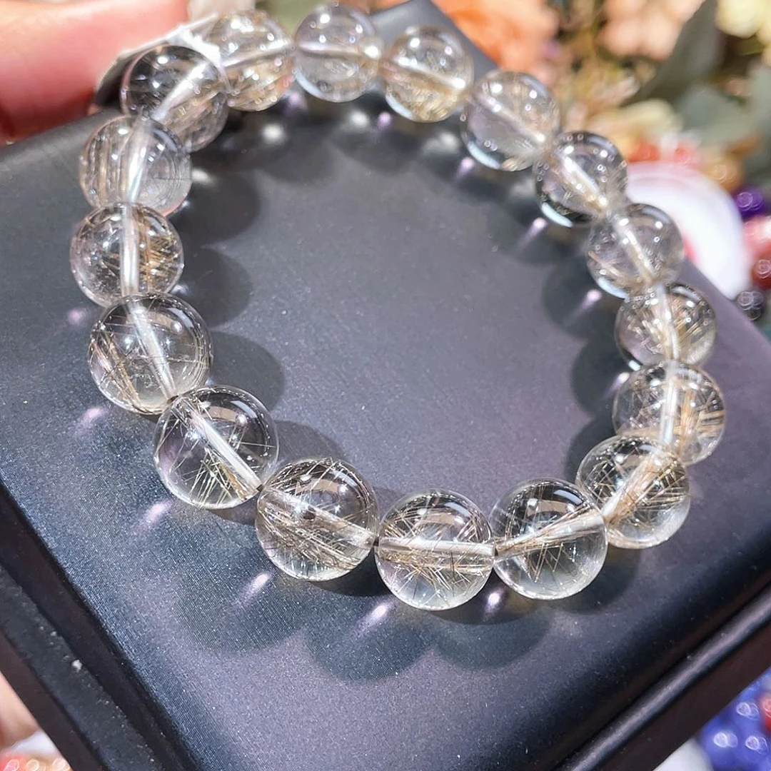 发晶未镶嵌手链、冰透、银发晶12.5m