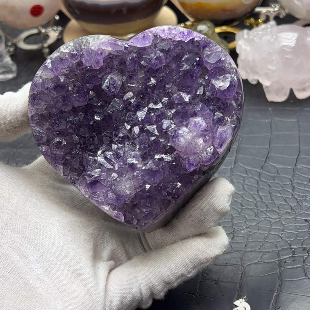 珠宝半成品水晶未镶嵌紫水大牙爱心15