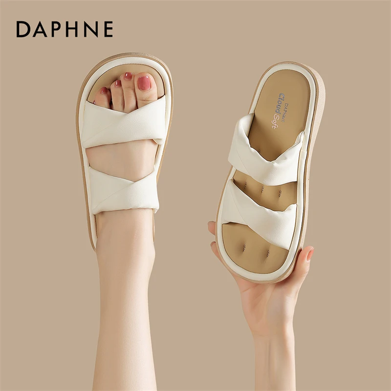 达芙妮沙发拖鞋柔软平底一字拖女夏季外穿扭结踩屎感舒适夏天凉拖