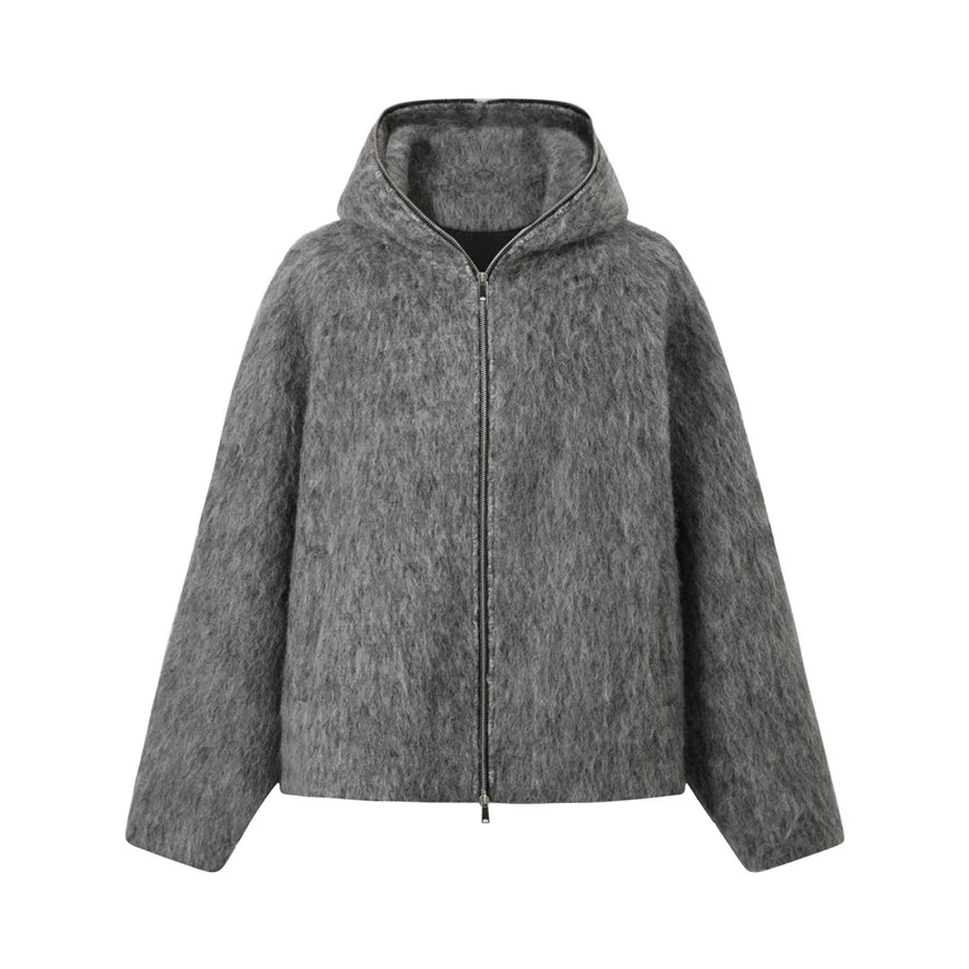 K08-1 连帽毛衣男款冬季慵懒高级感针织外套潮牌短款夹克