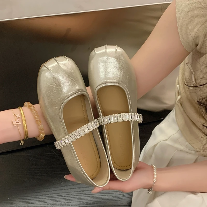 9155时尚新款一字带平底百搭单鞋