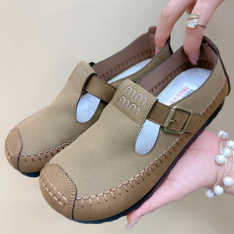 勃肯鞋女平底单鞋2025春季新款软底舒适妈妈鞋时尚百搭休闲豆豆鞋