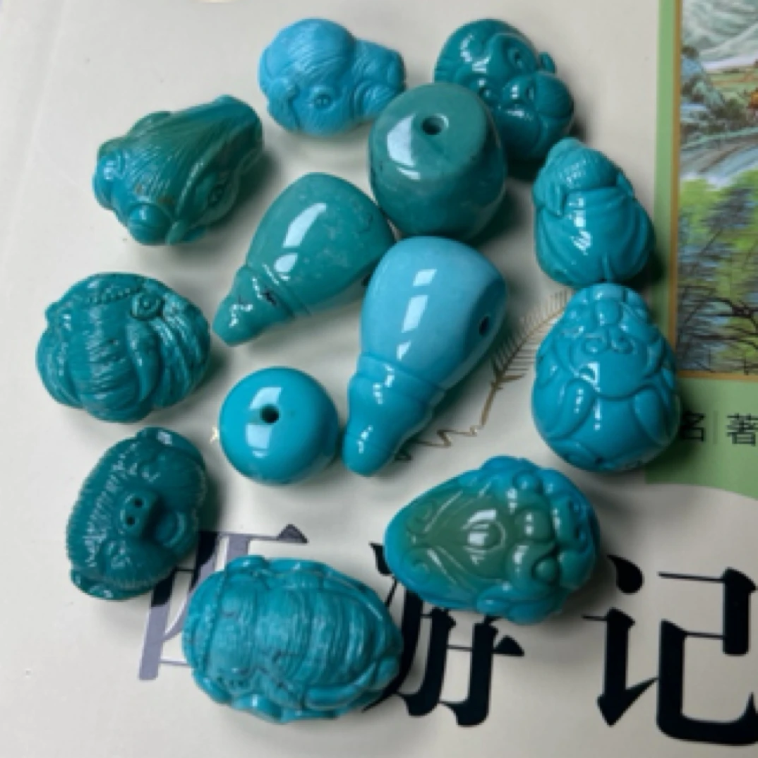 湖北十堰原矿高瓷蓝精工三通雕刻多样款式配饰