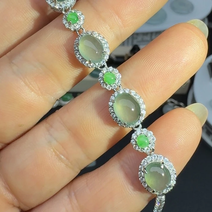 翡翠银S925镶嵌吊坠(不含链)