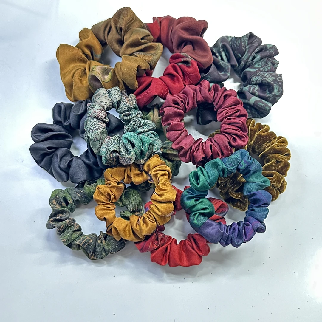 桑蚕丝香云纱发圈时尚百搭纯手工古典
