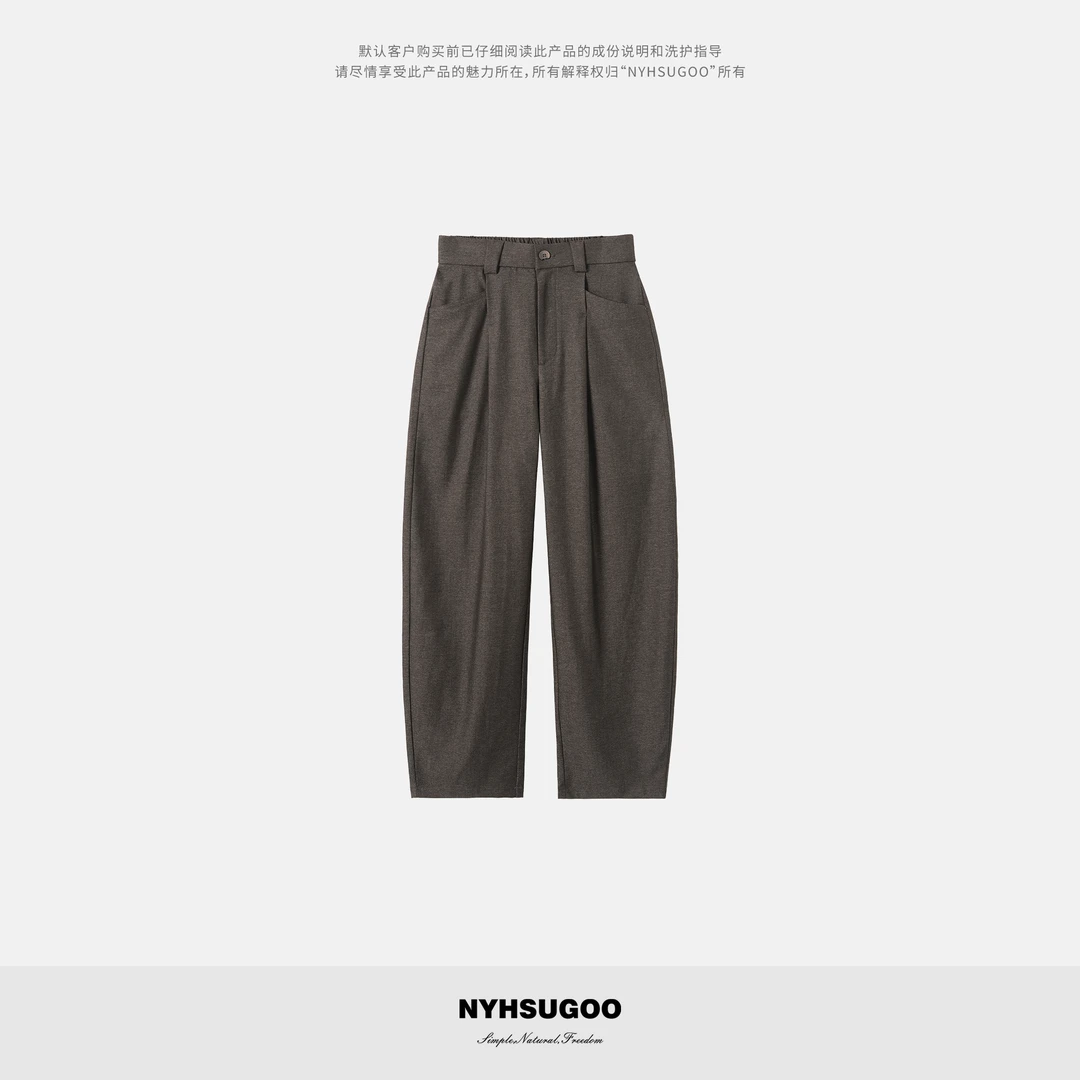 NYHSUGOO/南乙秋季300克双股阳离子面料休闲西裤3942男士直筒裤