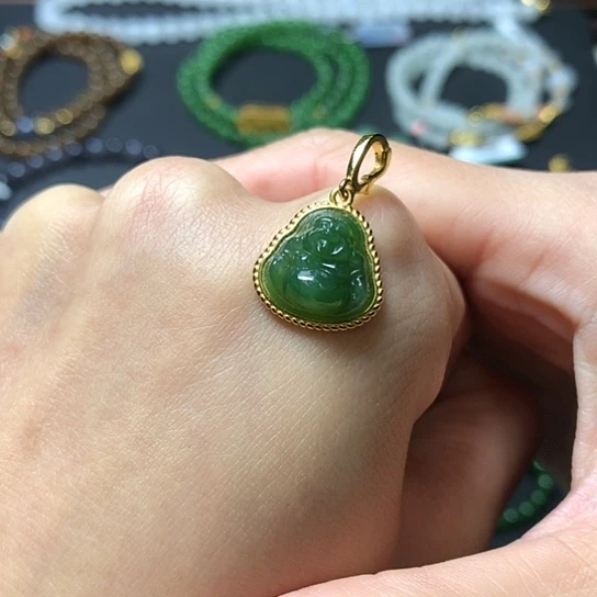 和田玉颈饰银S925镶嵌