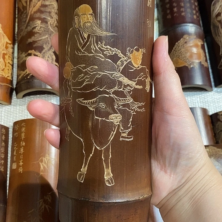 用***5老煤竹手工雕刻精品茶则