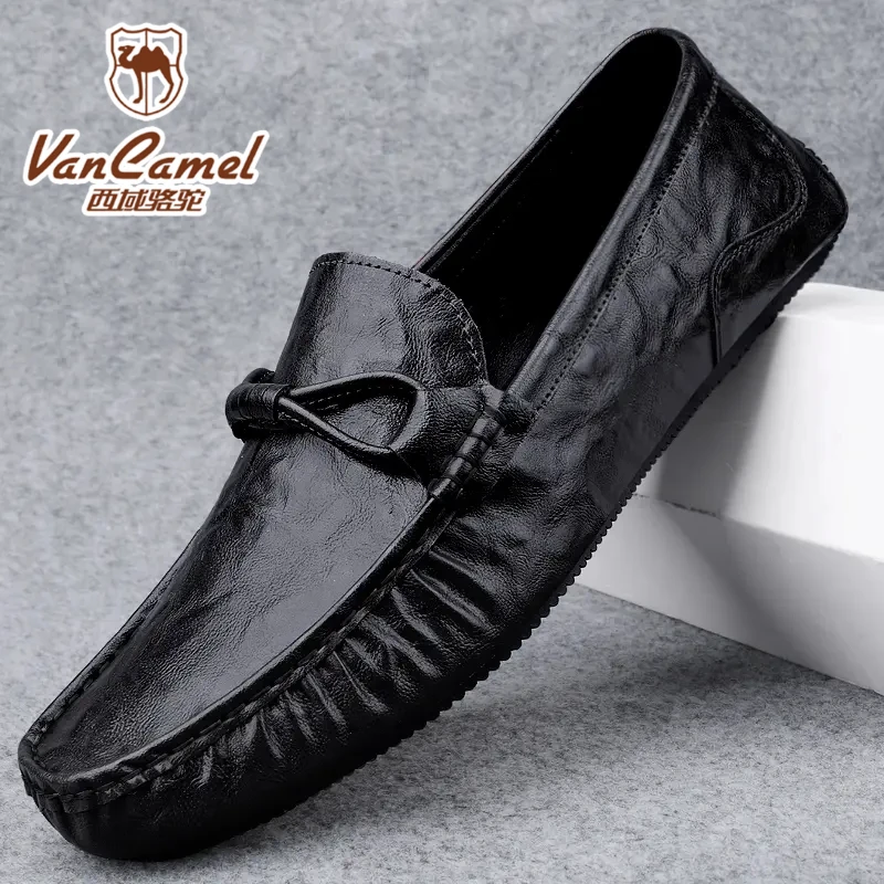 西域骆驼皮鞋春季新款男鞋皮革透气软底时尚皮鞋男款爆款2025新款