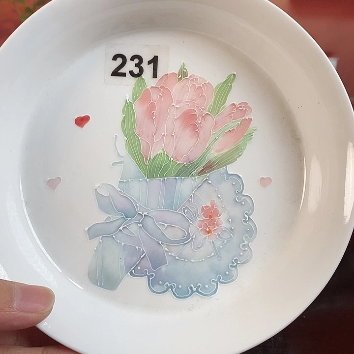 郁金香壶承手绘高温釉下