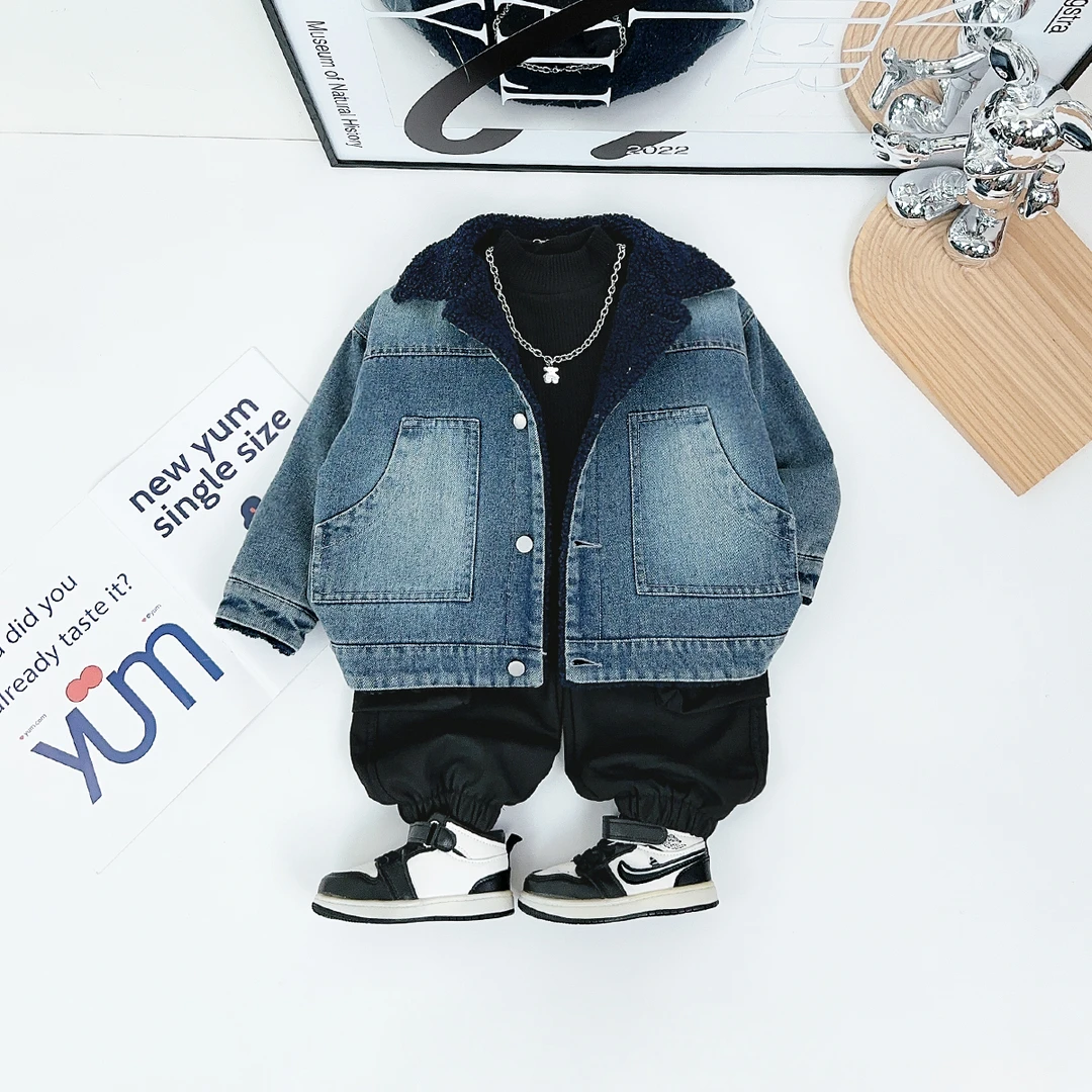 男童牛仔外套加厚款2025新款秋冬装儿童 D-HZ241315 悠悠童话童装