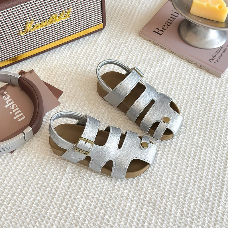 儿童夏季新款沙滩鞋韩版复古凉鞋包头防滑软底休闲运动女童男孩