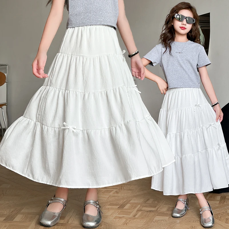 女童夏季半身裙2025新款儿童法式漂亮白色裙子小众蛋糕裙女童裙子