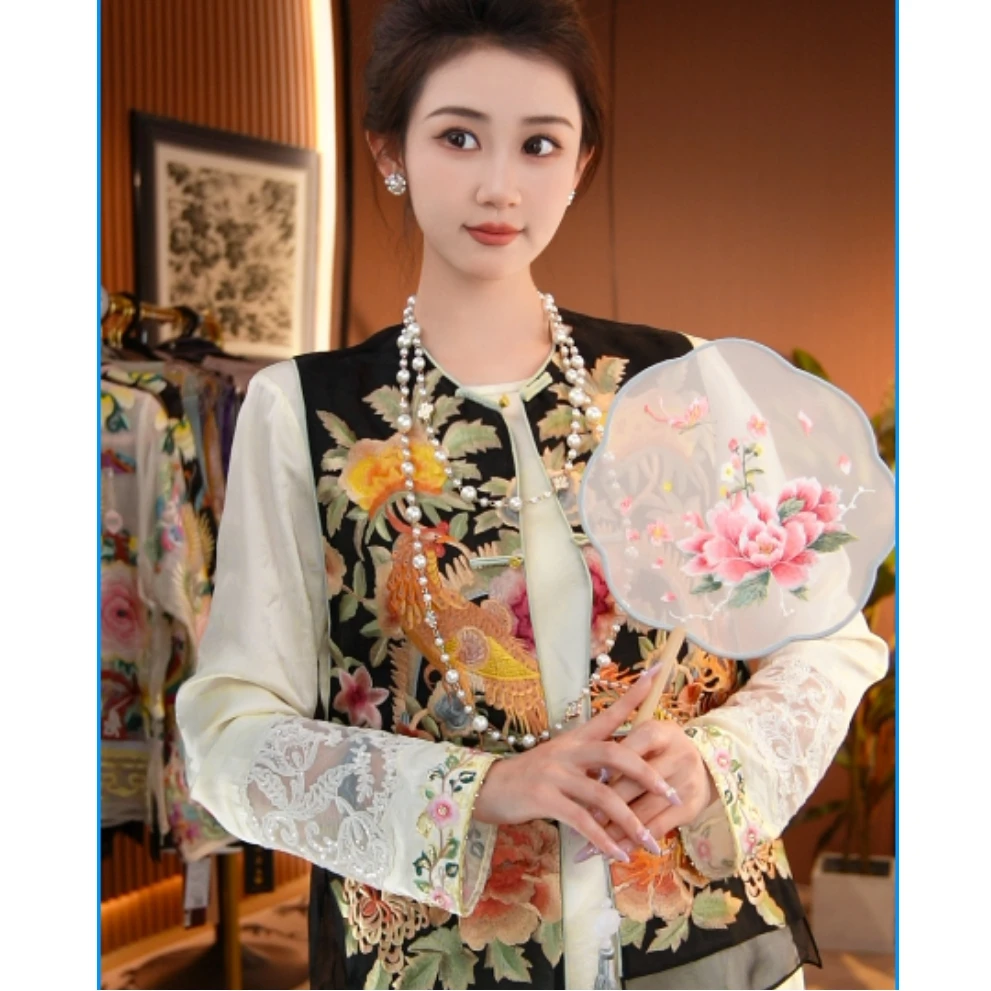 凤鸣朝阳/新中式春季新款重工织锦刺绣马甲2025A7033源源