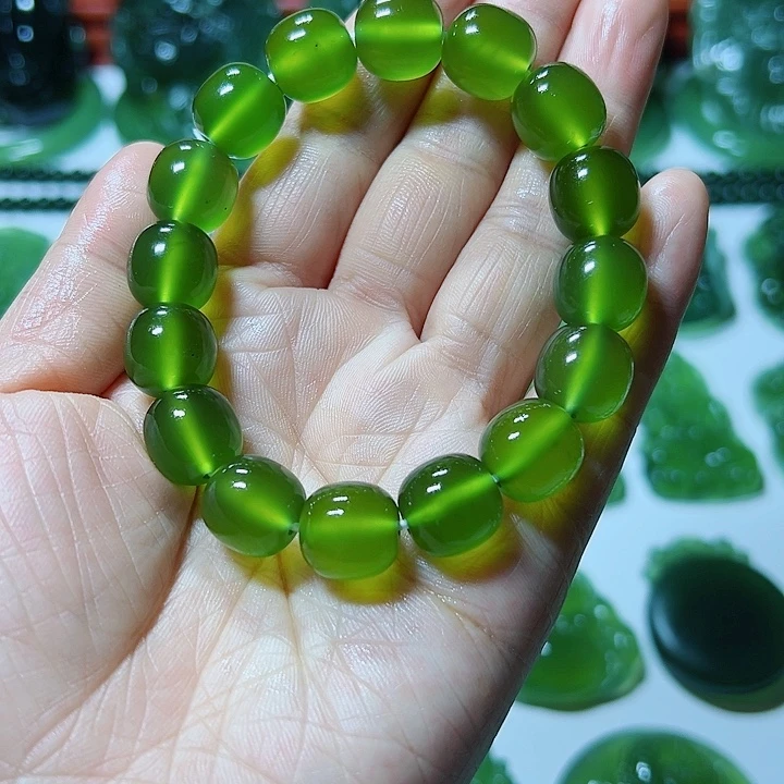 蛇纹石玉合金手链