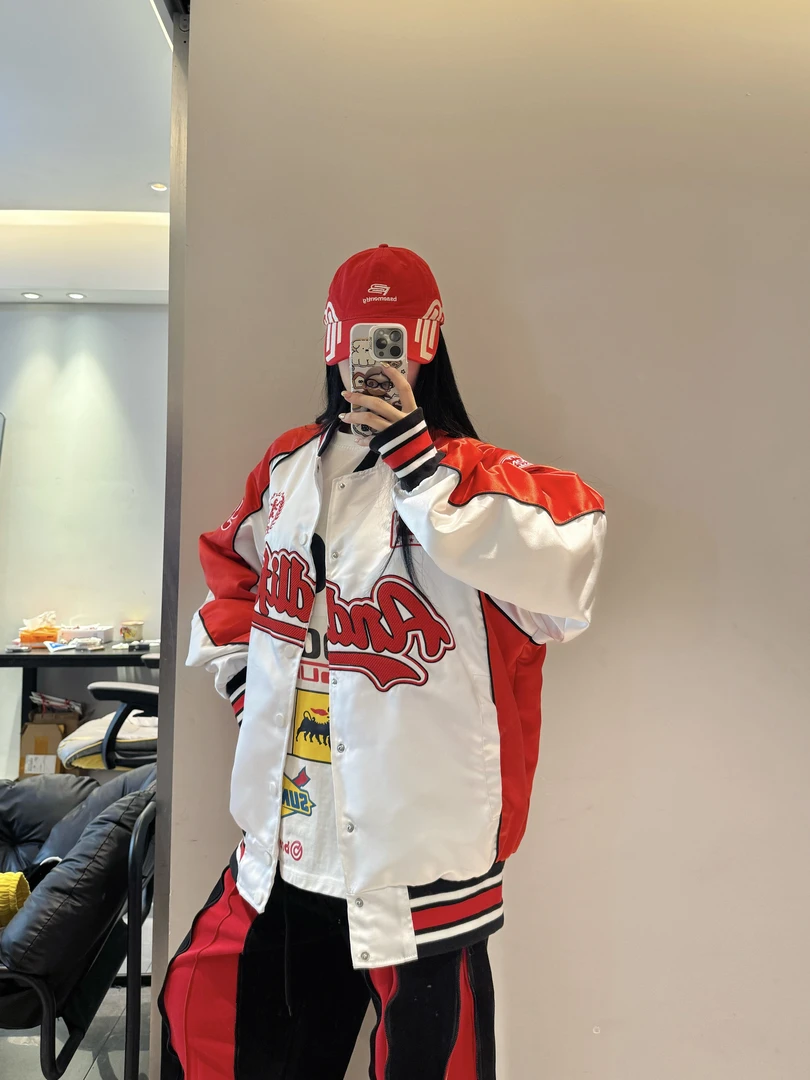 ASK 【重工刺绣外套】vintage古着外套拼色情侣秋冬百搭