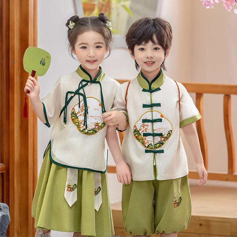 儿童男女童宝宝汉服套装夏季幼儿小学生开笔礼中国风国学古风国风