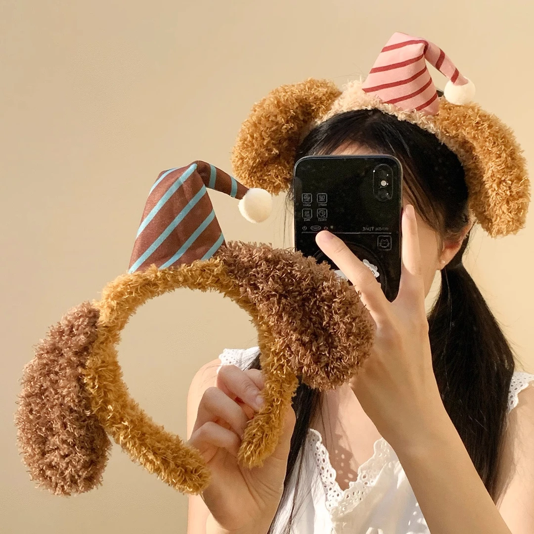 可爱帽子毛绒小狗耳朵发箍女卡通发饰洗脸敷面膜拍照头箍游乐园