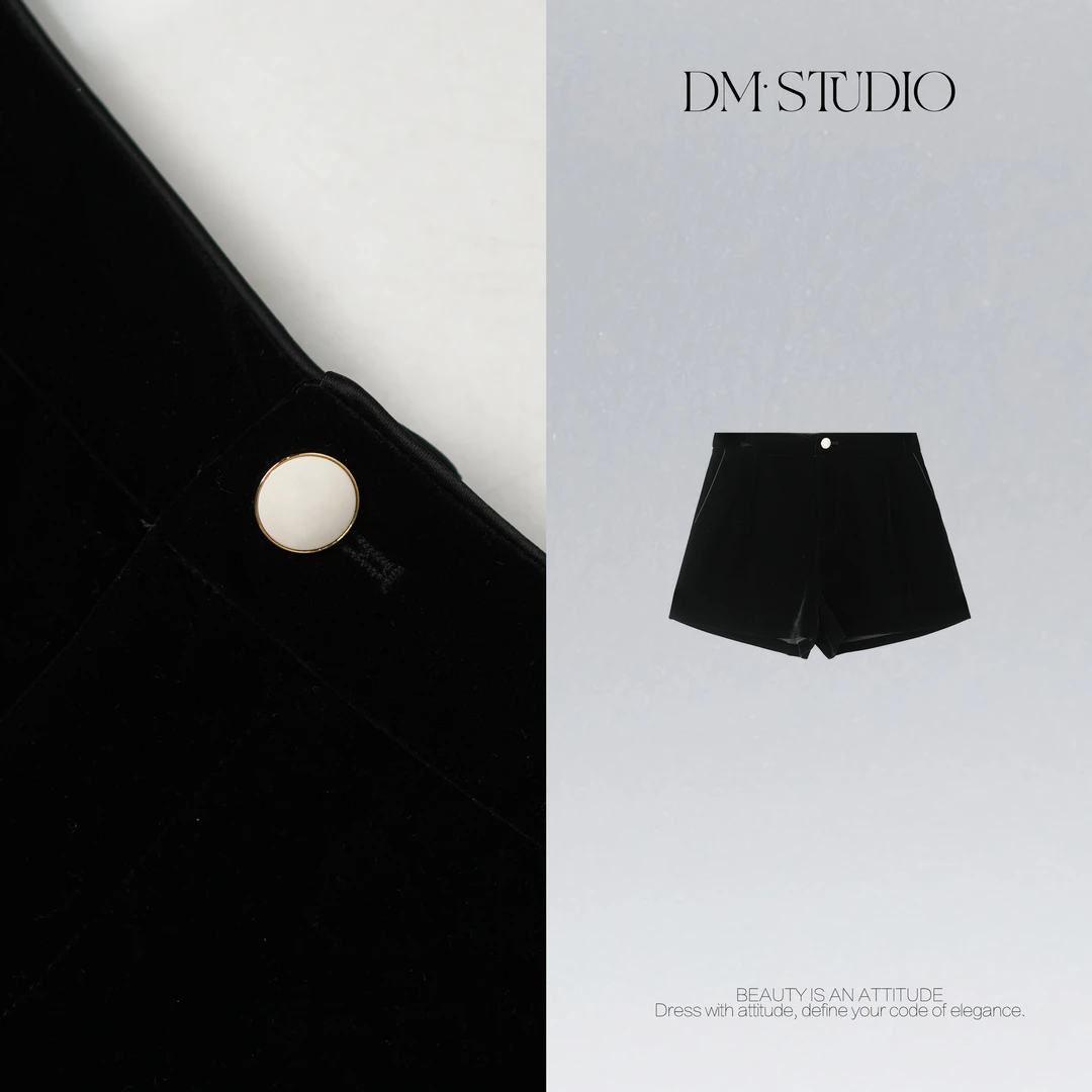 DEDM•STUDIO/减龄气质显瘦百搭精致感时尚A字丝绒短裤2508DK/1632