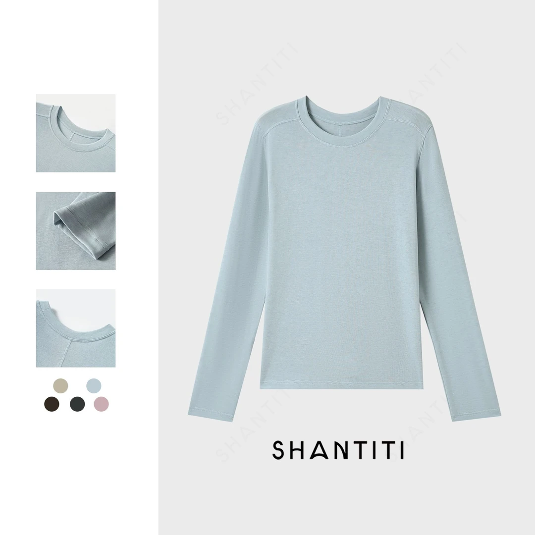 『小奶皮』秋冬新款女士兰精天丝醋酸绵羊毛打底衫休闲长袖内搭