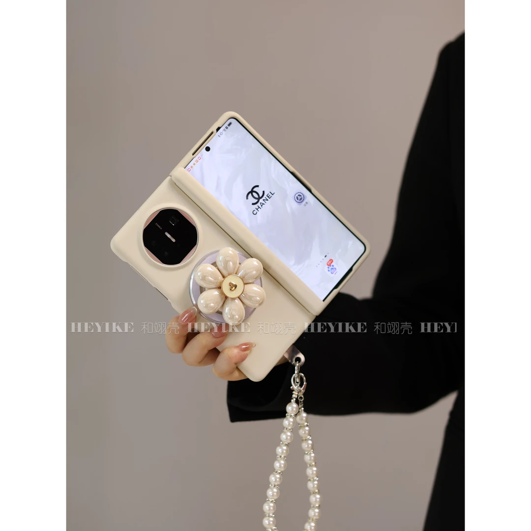 新款爱心花朵支架适用华为matex5手机壳新款vivoxfold3折叠屏防摔