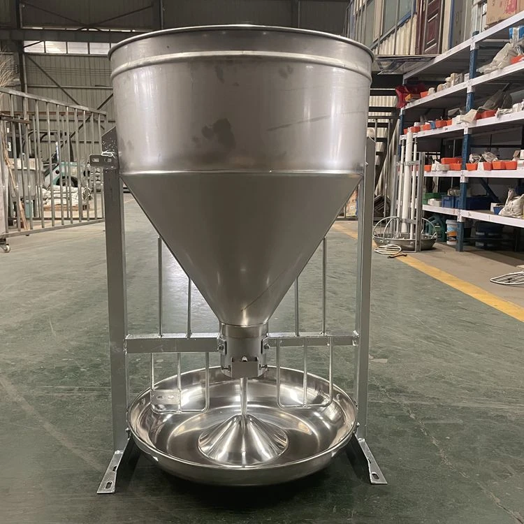 猪用自动喂料器大猪食料槽干湿两用加厚不锈钢碰撞式下料猪舍料槽