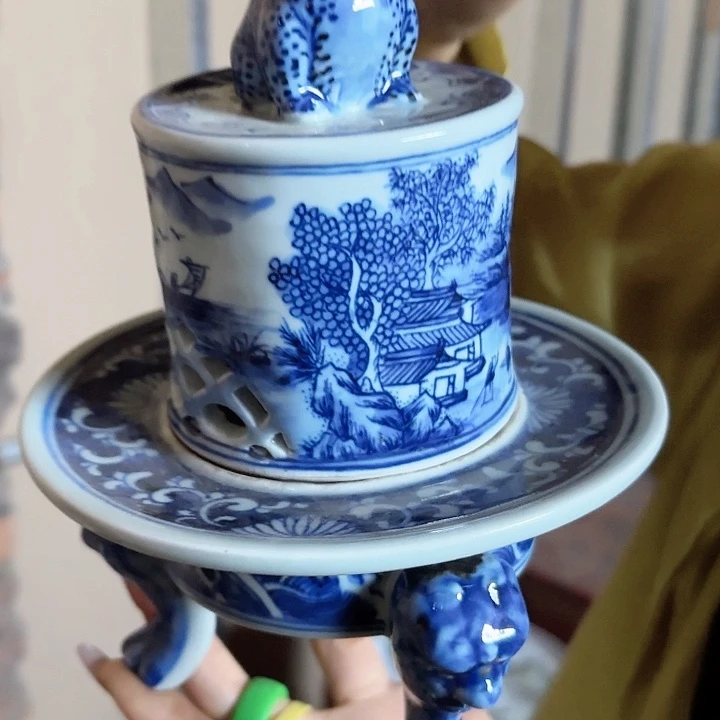 摆件景德镇高温陶瓷三足炉