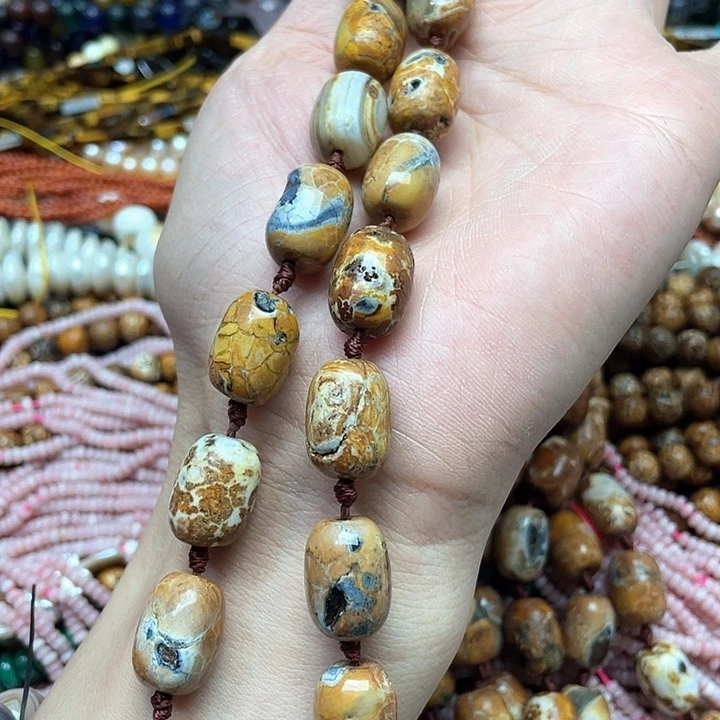 玛瑙/玉髓合金珠宝半成品一条13x17mm老玛瑙