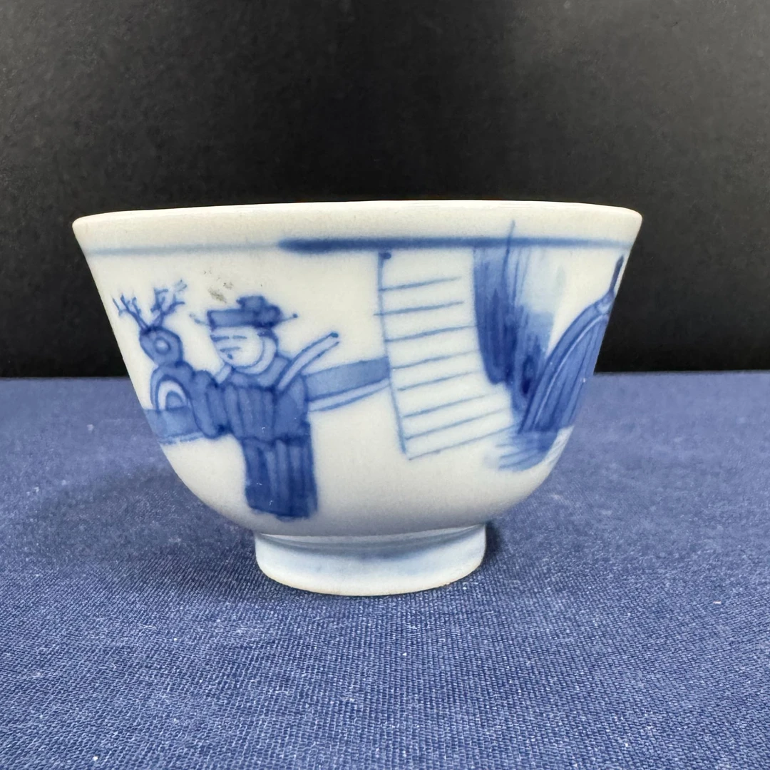 清 康熙 青花人物杯ML-6635