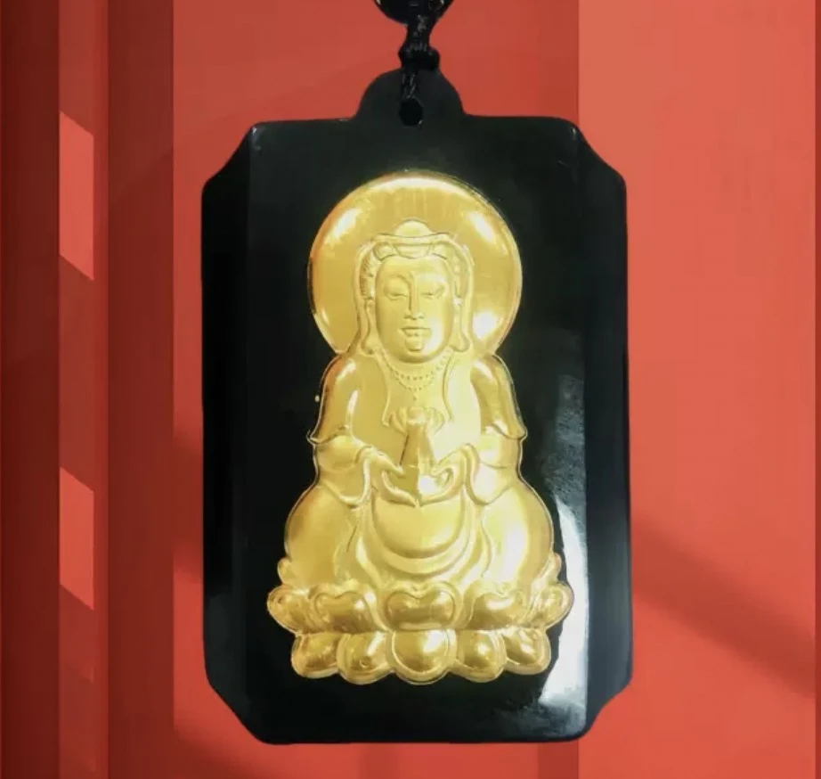 【陈总推荐】足 金和田玉观音吊坠（证书+礼盒）