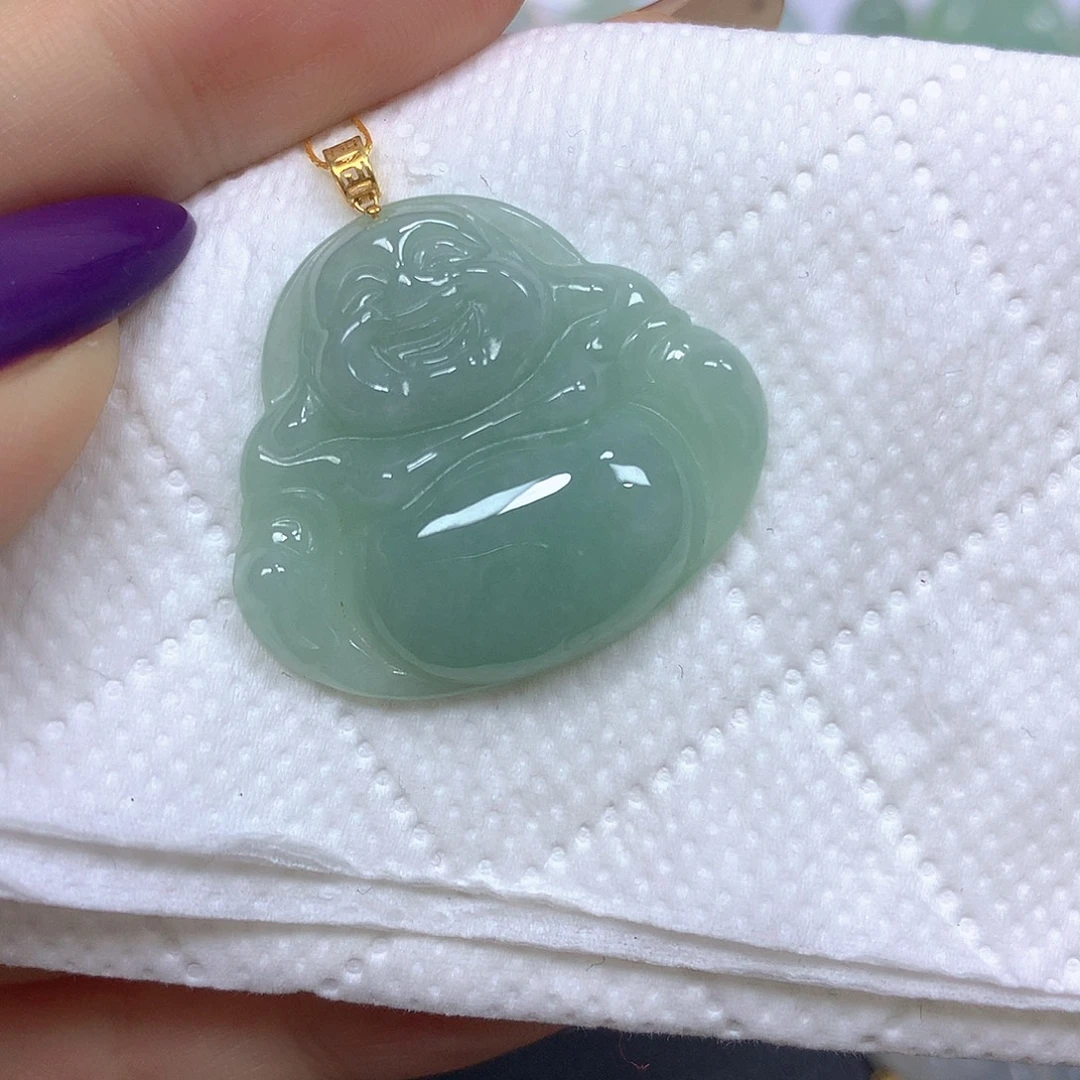 翡翠18K金镶嵌颈饰挂件