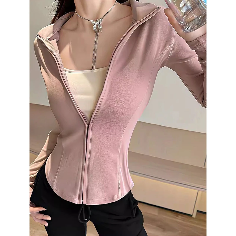 春季款德绒保暖辣妹外穿内搭修身打底上衣欧货翻领拉链长袖T恤女