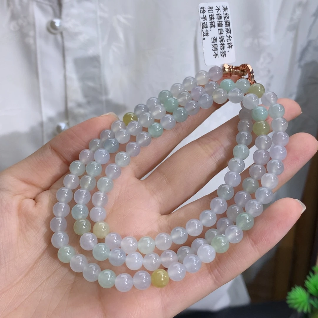 未镶嵌手串翡翠卡6.0冰润胶马卡龙