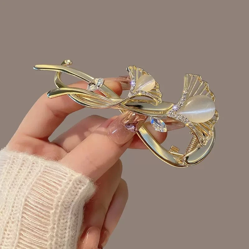 高级感猫眼扭扭夹后脑勺夹子头饰发夹女夏季青蛙扣一字夹发卡