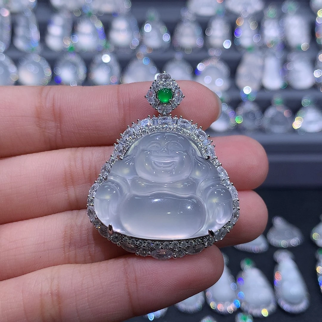 石英质玉银S925镶嵌吊坠(不含链)桃**水