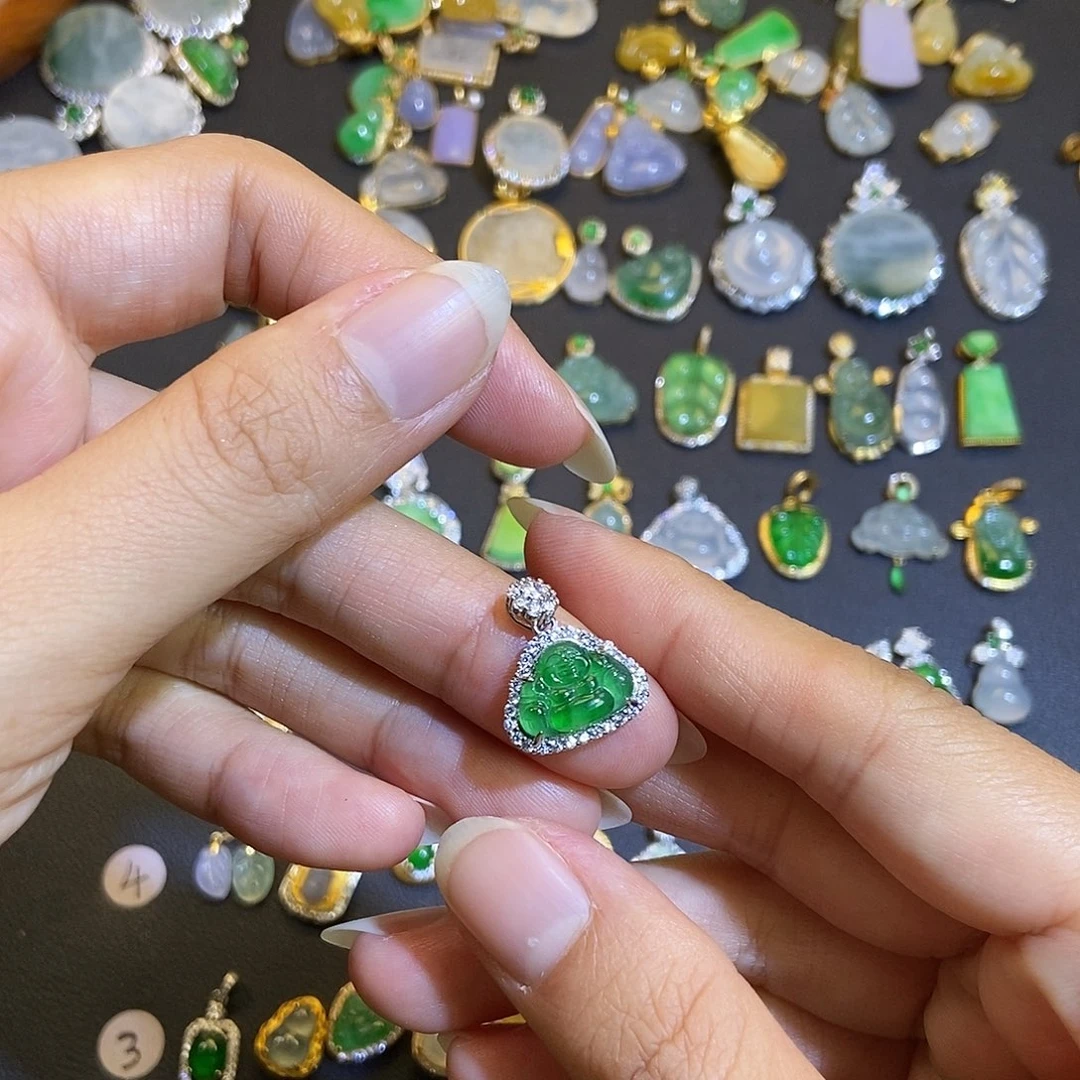 翡翠银S925镶嵌吊坠(不含链)