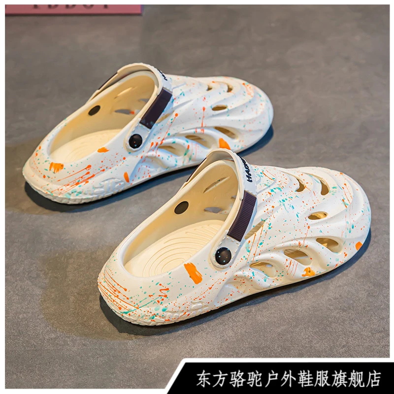 东方骆驼洞洞鞋男款夏季外穿防滑开车包头拖鞋潮牌踩屎感运动凉鞋