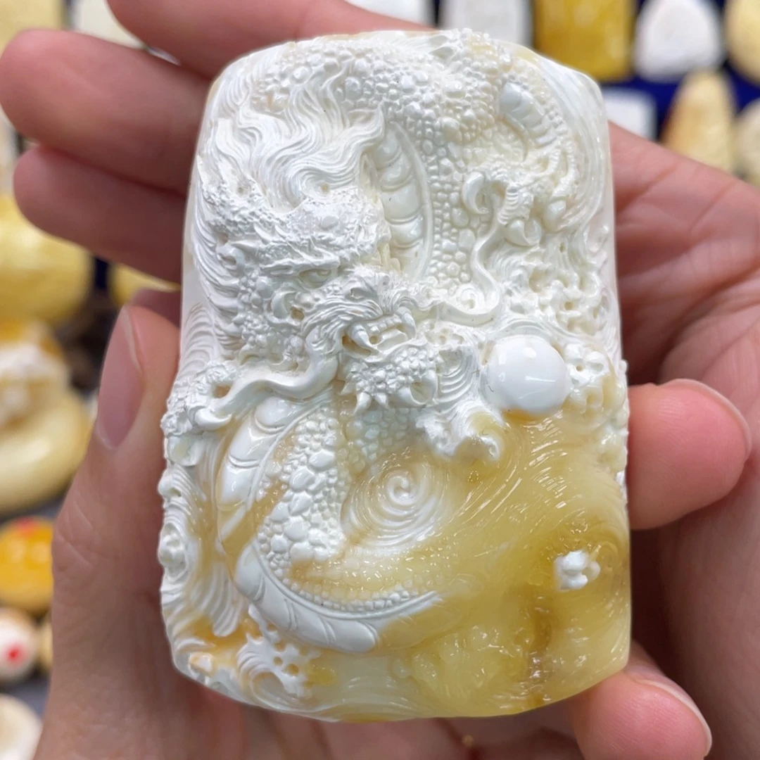 蜜蜡裸石未镶嵌琥珀蜜蜡龙牌吊坠