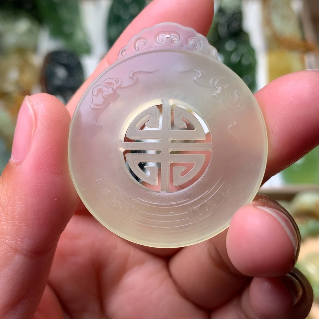 岫玉未镶嵌挂件福寿